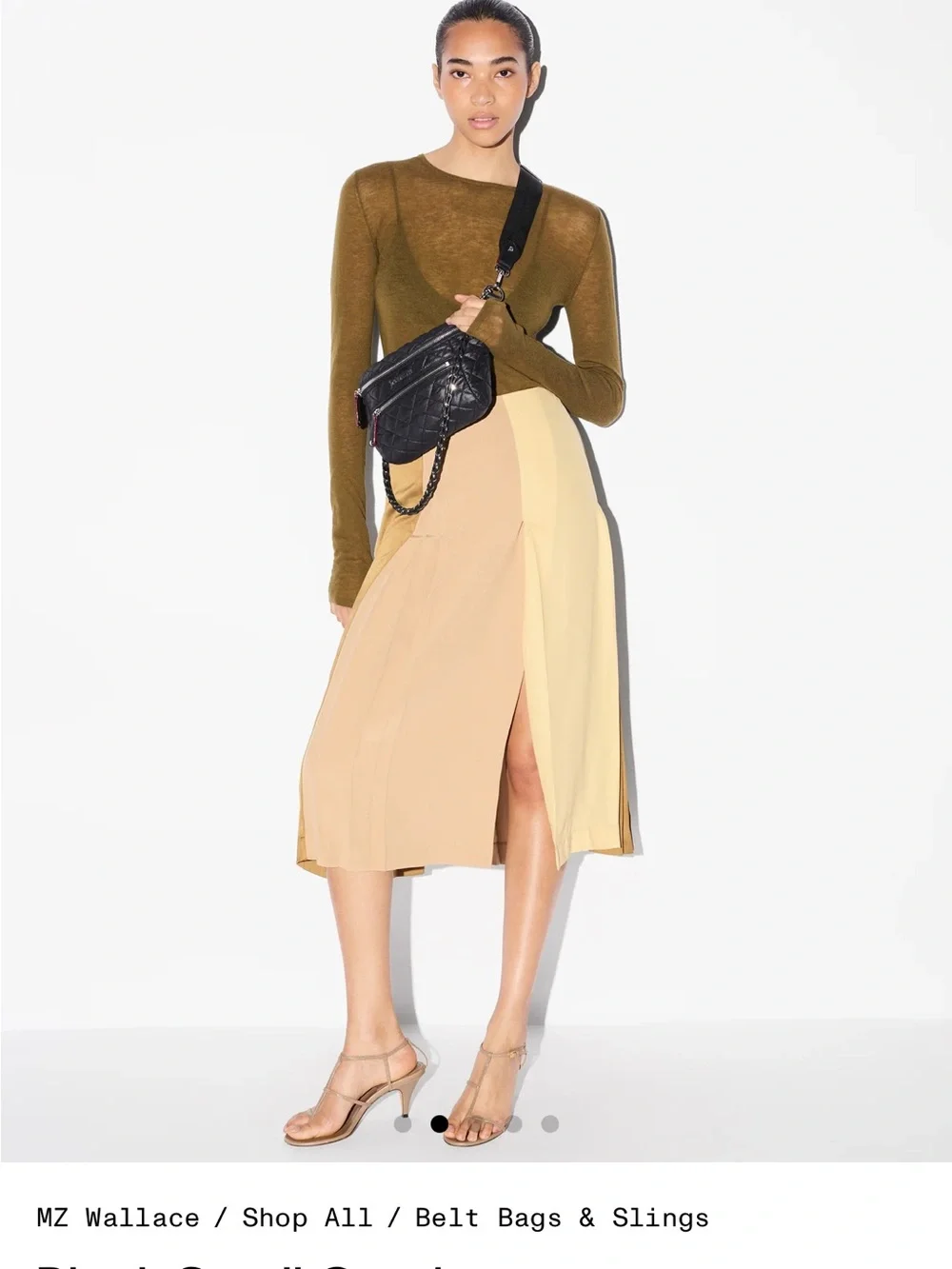 MZ Wallace Crosby Black Quilted Crossbody Belt Bag - Picture 7 of 9